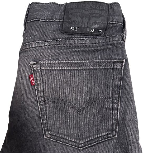 Levi’s Jeans Mens 32x36 Grey 511 Slim Fit Rigid Denim - Picture 3 of 7
